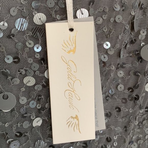 Gold Hawk Sequin Silk Renoir Tunic Grey Large - Picture 7 of 8